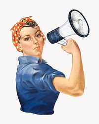 Woman holding megaphone illustration. Remixed by rawpixel.