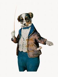 Dog music conductor, vintage illustration. Remixed by rawpixel.