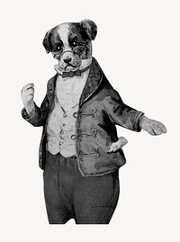 Vintage dog wearing suit, animal illustration psd. Remixed by rawpixel.