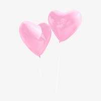 Pink heart balloons collage element psd