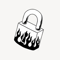 White fire padlock illustration, isolated design
