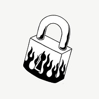 Fire padlock illustration psd element