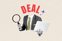 Deal word, sale head businessman remix