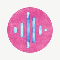 Sound wave icon badge collage element psd