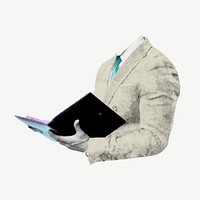 Headless businessman collage remix psd