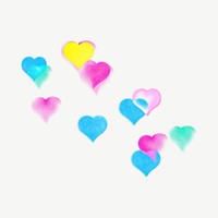 Colorful gradient hearts psd