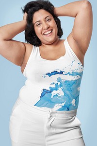 Plus size fashion tank top apparel mockup psd