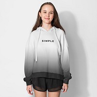 White ombre hoodie mockup psd and gray streetwear apparel shoot