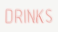 Red drinks neon sign collage element psd