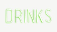 Green drinks neon sign collage element psd