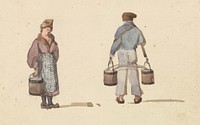 Sketches from Life in Paris: Woman and Man Carrying Buckets by Ambrose Poynter