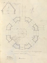 Bishop's Palace, Wells, Somerset: Plan through Battlements of Octagon Tower