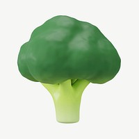 3D broccoli vegetable, collage element psd