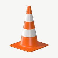 3D orange traffic cone, collage element psd