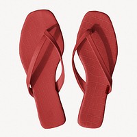 Red sandals mockup, flat lay shoes psd