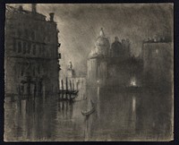 The salute from Grand Canal (ca. 1905) drawing in high resolution by Joseph Pennell.