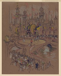 Coney Island (between ca. 1904 and 1908) drawing in high resolution by Joseph Pennell.