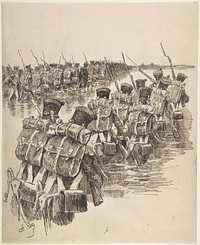Soldiers Marching in Water 
