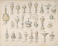 One of Twenty-Three Sheets of Drawings of Glassware (Mirrors, Chandeliers, Goblets, etc.)