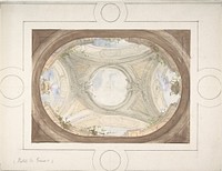 Design for Trompe L'Oeil Ceiling for Dining Room, Hôtel de Trévise by Jules Edmond Charles Lachaise and Eugène Pierre Gourdet