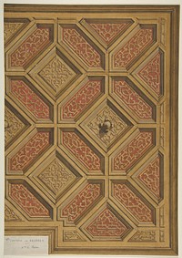 Design for Coffered Ceiling, Mme Païva's Chateau at Neudeck by Jules Lachaise and Eugène Pierre Gourdet