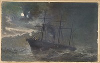 The Albany Buoying a Bight of the Cable of 1865 on the Night of August 26th, 1866 by Robert Charles Dudley