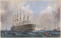 Telegraph Cable Fleet at Sea, 1865 by Robert Charles Dudley