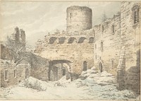 Winter View of the Courtyard of a Medieval Castle in Ruins by Julius von Leypold