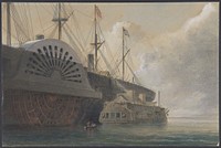 The Old Frigate Iris with Her Freight of Cable Alongside the Great Eastern at Sheerness: The Cable Passed from the Hulk to the Great Eastern by Robert Charles Dudley