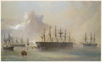 The Atlantic Telegraph Cable Fleet Assembled at Berehaven (Southwest Coast of Ireland): Ships, the Great Eastern, H.M.S. Terrible, the Alby, the Medway and the William Cory by Robert Charles Dudley