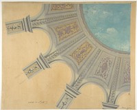 Design for a decorated dome in the Peruviez residence, Belgium by Jules-Edmond-Charles Lachaise and Eugène-Pierre Gourdet