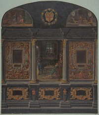 Design for painted wall decoration in the Château de Lude, Sarthe by Jules Lachaise and Eugène Pierre Gourdet