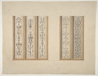 Designs for the painted decoration of framed panels, possibly for the Château de Mouchy (Oise) by Jules Edmond Charles Lachaise and Eugène Pierre Gourdet