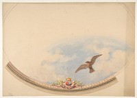 Design for a ceiling painted with clouds and a soaring eagle by Jules-Edmond-Charles Lachaise and Eugène-Pierre Gourdet
