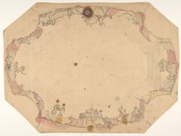 Design for a ceiling painted with putti, garlands, and swags by Jules Edmond Charles Lachaise and Eugène Pierre Gourdet