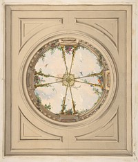 Design for a ceiling painted with clouds and trellis work by Jules Edmond Charles Lachaise and Eugène Pierre Gourdet