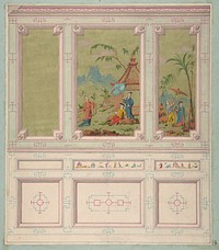 Design for wall panels decorated with Chinoiserie scenes