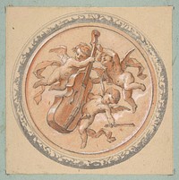 Medallion with putti holding a cello