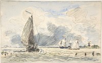 Dutch Fishing Boats, Verso: Sketches of Boats by Johan Barthold Jongkind