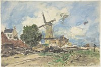 Wind Mill at Antwerp by Johan Barthold Jongkind