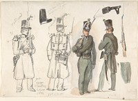 Uniforms of the civil guard in Courtray, Belgium by Auguste Raffet