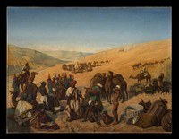 Halt of Caravans at the Wells of Saba (Beersheba) in the Desert South of Hebron by Charles de Coubertin