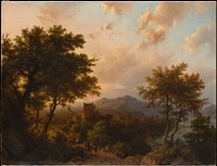 Sunset on the Rhine by Barend Cornelis Koekkoek