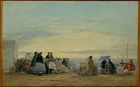 On the Beach, Sunset by Eugène Boudin