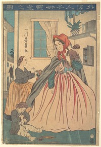 A Foreigner Enjoying Her Children by Utagawa Yoshikazu
