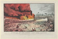 Burning of the Henry Clay Near Yonkers–While on Her Trip From Albany to New York on Wednesday Afternoon July 28th, 1852.–The rapid spread of the flames forced the passengers into the water. Mothers and children, husbands and wives, brothers and sisters were drowned together, whilst trying to save each other. Little children buffetted the waves in vain for a few moments, and then sunk to rise no more. Persons on board about 500 of which number nearly 100 are supposed to have perished.