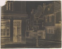 [Street with Lamp Post and Wine Shop] by unknown