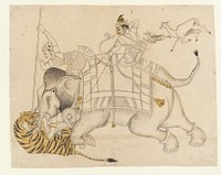 Maharao Shatru Sal II (1866–89) Hunting a Tiger, India (Rajasthan, Kotah)