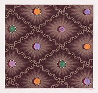 Textile Design with a Pattern of Seamless Lozenges Formed by a Undulating Ribbons with Dots, Decorated with Octagons with Pearls on the Vertices