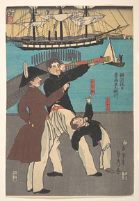 Russians Enjoying a Holiday in Yokohama by Utagawa (Gountei) Sadahide